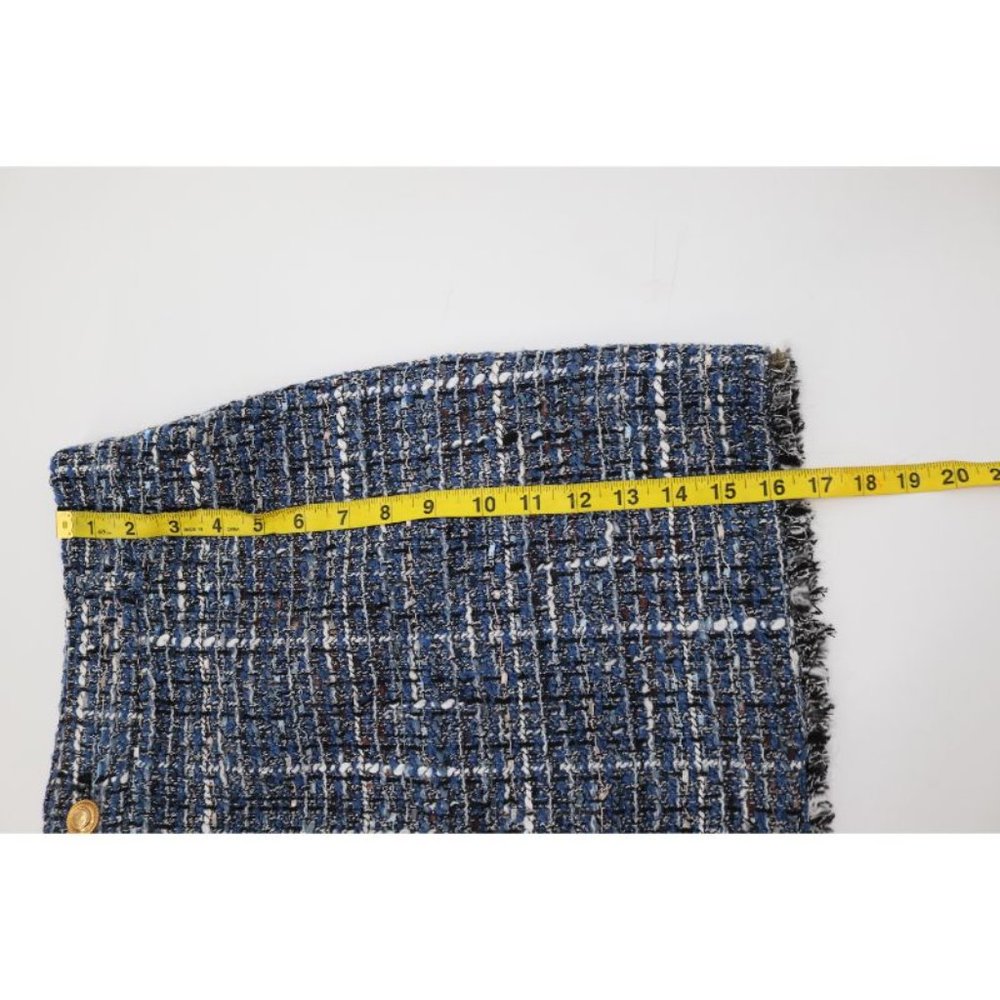 NWT Zara Women’s Size XL Tweed Mini Crocheted Skirt Blue golden button woven - Picture 8 of 11